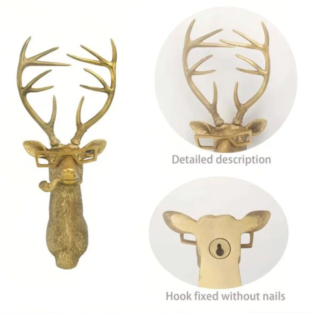 Gold Deer in Glasses Wall Art – Whimsical Statement Décor